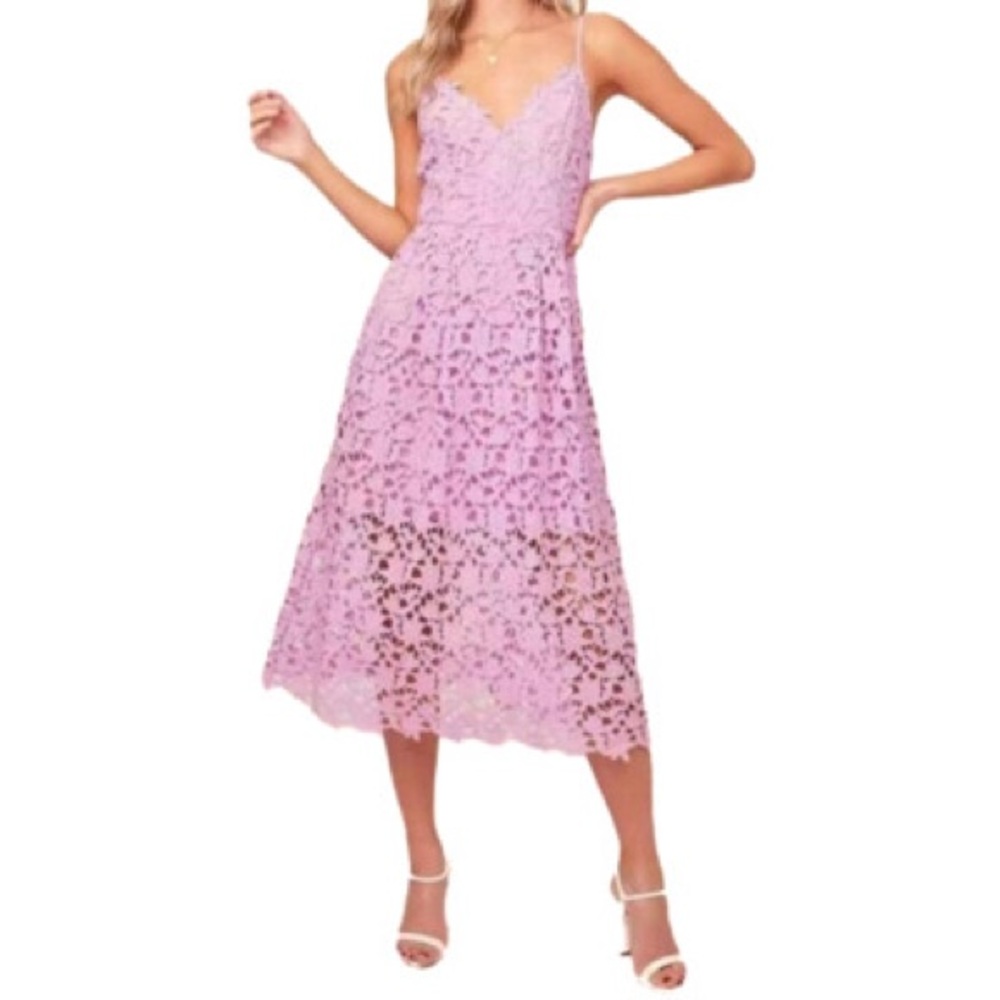 ASTR the label Violet Purple  Lace Crochet Midi Dress - S